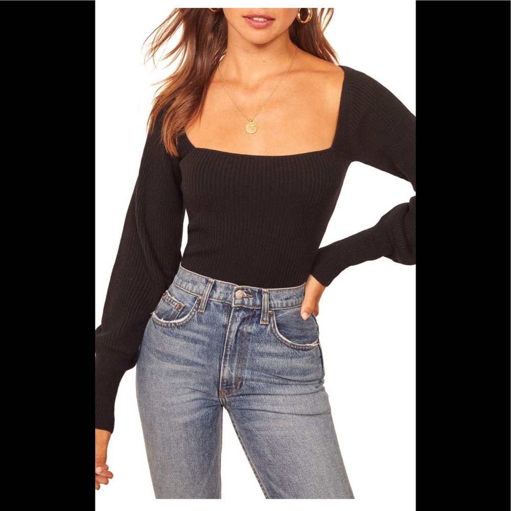 Reformation Square Neck Sweater 100% Cashmere